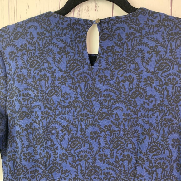 J. McLaughlin blue black floral dress w/ pockets - Picture 8 of 9